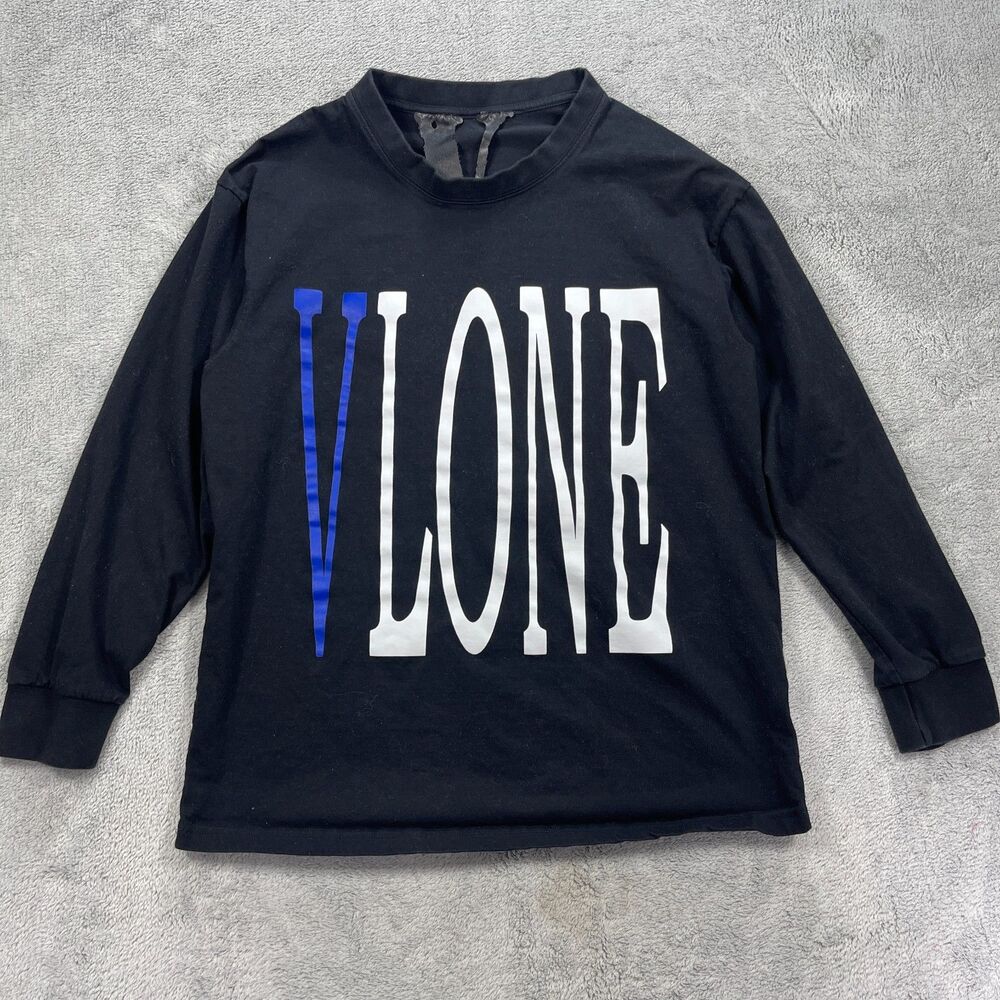 Vlone Staple Tee Shirt Mens Medium Black Graphic Print Spellout Logo Cotton